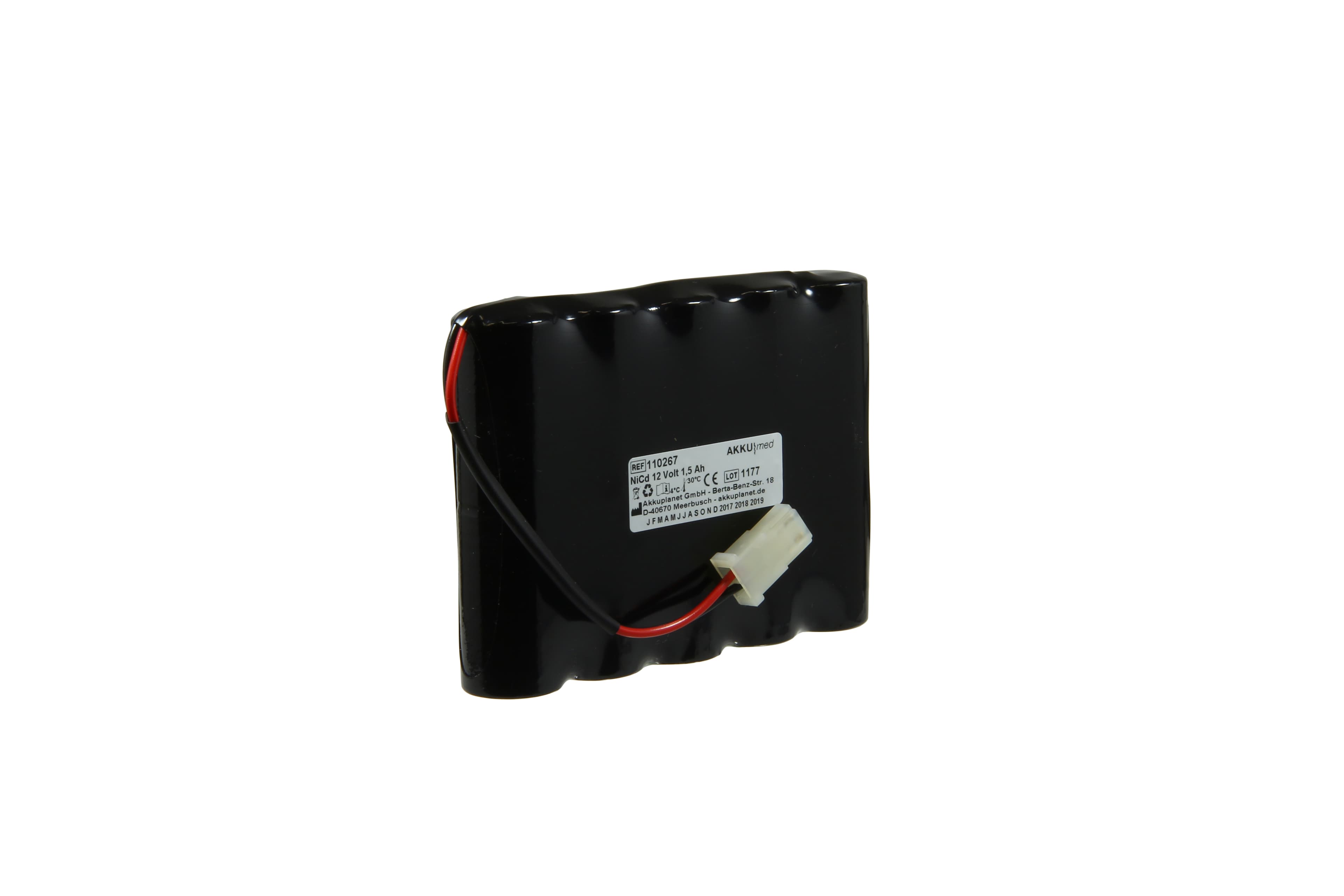 Batterie NC pour Burdick EK10 / Elite, type Elite II 862278 / 9620600EH49E 12 V 1,5 Ah conforme aux normes CE
